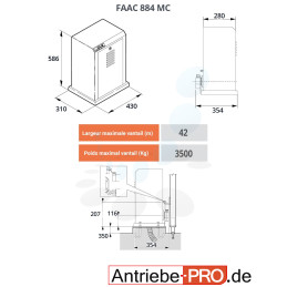 FAAC 884 MC moteur 400V pour les portails coulissants